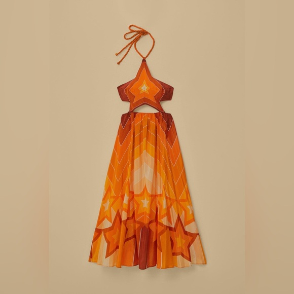 NWT FARM Rio Orange Star Maxi Dress - Picture 4 of 9